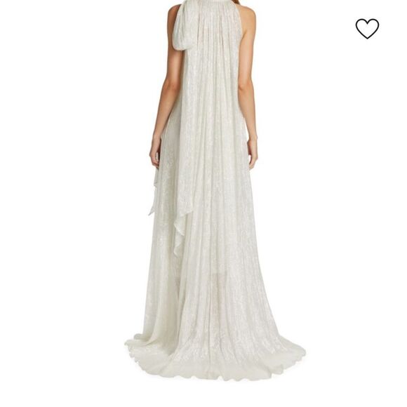 HALSTON Dulcie Metallic Chiffon Gown NWT - Picture 2 of 10